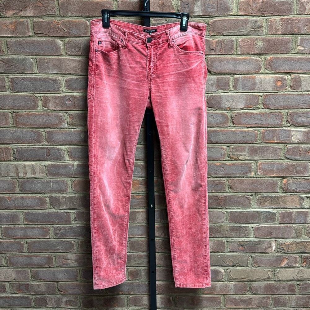 Dear John Women’s Red Marble Corduroy Low Rise Pants Size 30 - Picture 1 of 4